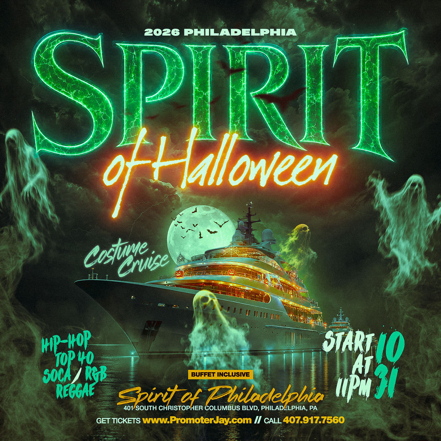 2026 Philadelphia Halloween Cruise — Spirit of Halloween Costume Yacht Party flyer