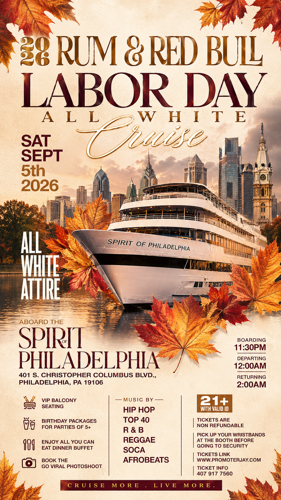 2026 Rum & Red Bull Labor Day All-White Cruise flyer